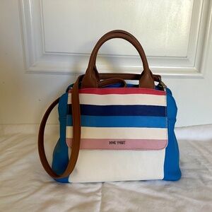 Nine West Blue & White Stripe Satchel/Crossbody Bag